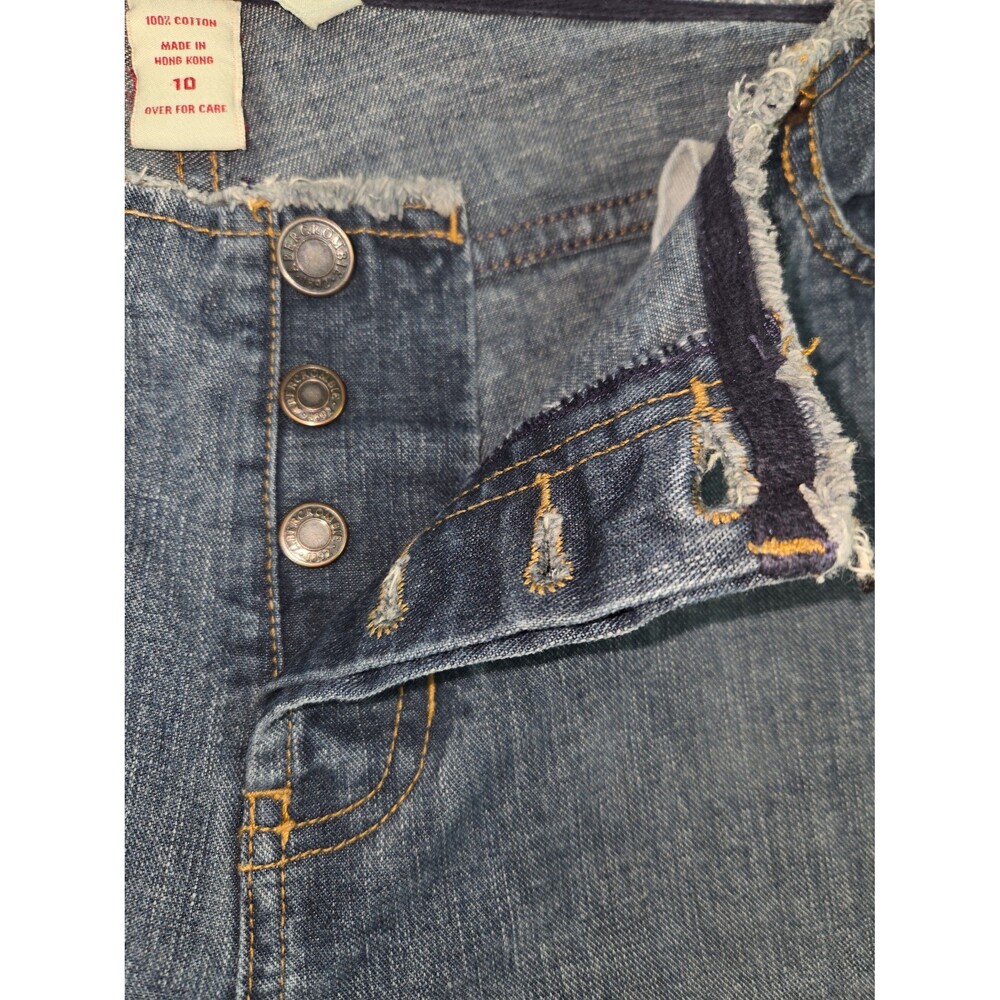 VTG Abercrombie & Fitch Y2K Flare Jeans Size 10 Rivet Leg Raw Waist 34x31.5